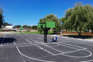 Basketball Court with painted white lines